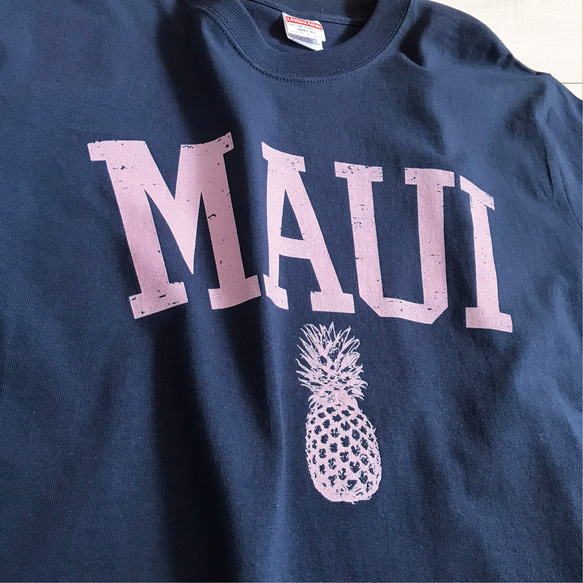 ハワイアンデザインTシャツ マウイ島ロゴ 半袖カットソー サーフボード パイナップル ビッグカレッジロゴ オアフ島 5枚目の画像