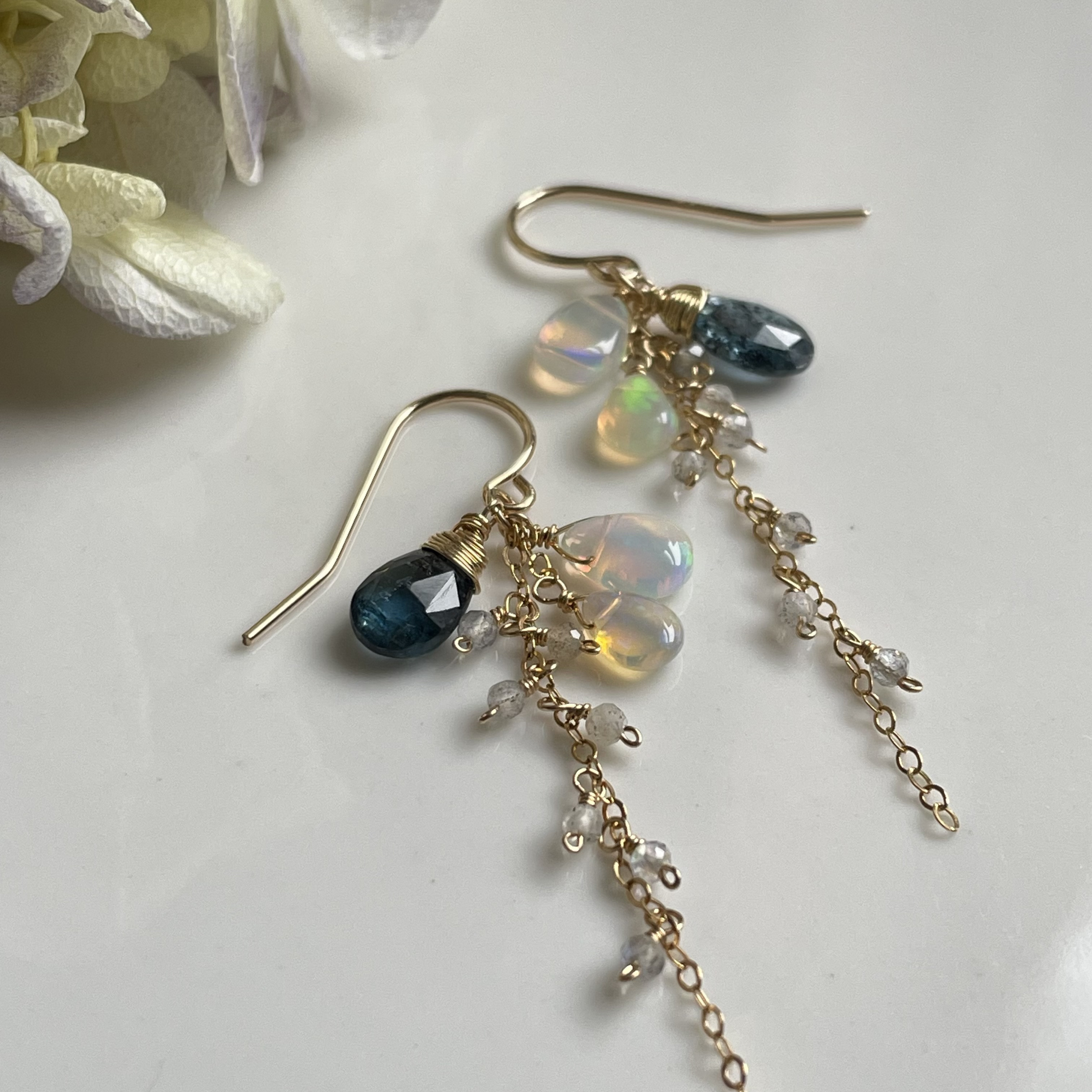 14kgf カイヤナイト×オパール×ラブラドライト mermaid ピアス／イヤリング