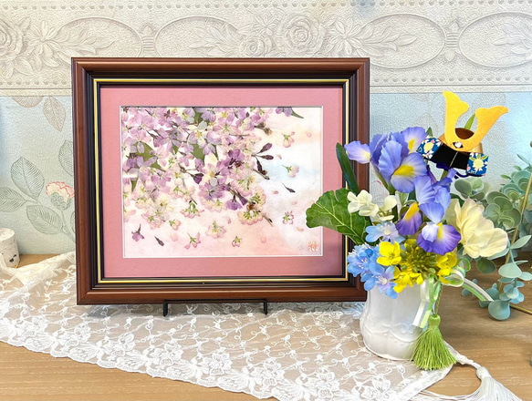 桜 押し花絵額