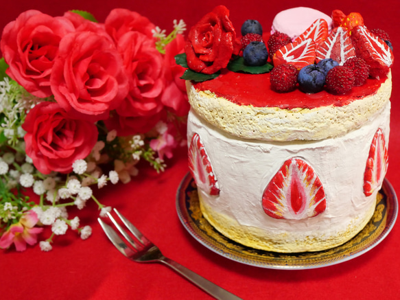 油絵オブジェ【イチゴスペシャル ホールケーキ】 絵画 HR 通販