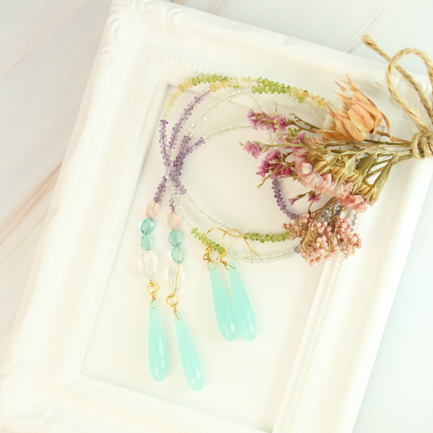 【set/ギフト包装】ミントアクアカルセドニー　ラリエット