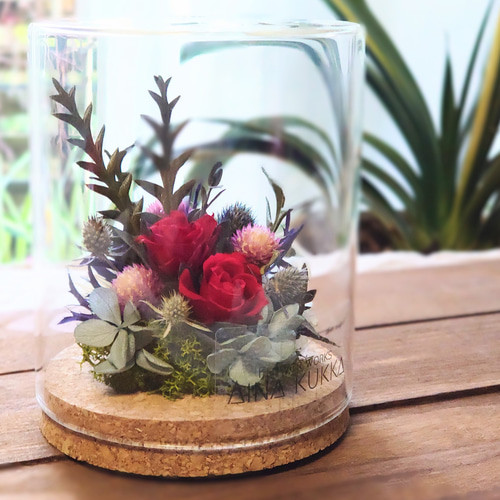 ヴィンテージクラフトフラワーアレンジメント花瓶装飾創造的な装飾品 ボトルアレンジ]ガーデンデザインClassic Red/プリザーブドフラワー