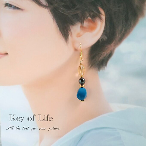 Key of Life【天然石ヘマタイト】金属アレルギー対応 ピアス Key of Life【天然石ヘマタイト】金属アレルギー対応 ピアス