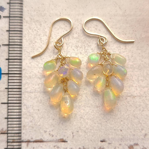 14kgfカラーオパールふさふさピアス/イヤリング