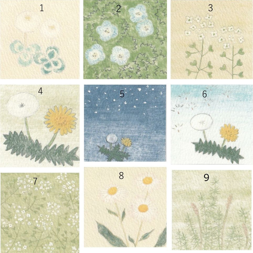 日本画原画】ナズナ・ぺんぺん草の草むらの中 インテリア アート