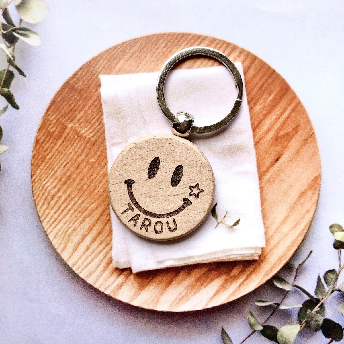 No.25 ニコちゃん☺︎キーホルダー(他の物と同梱で100円引きෆ‪) スマイル☺木製キーホルダー】裏面文字入れ無料｜ニコちゃんマーク｜お