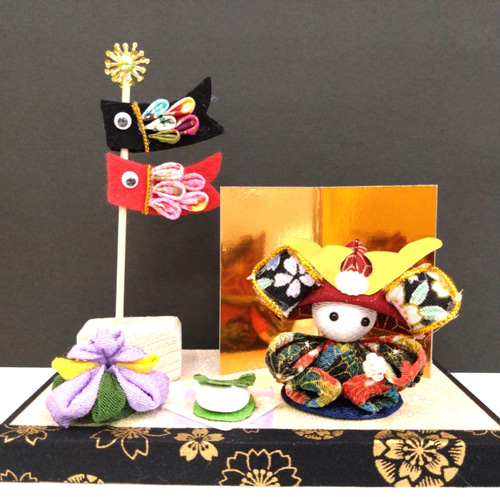 購入済】端午の節句つまみ細工五月人形ちりめん細工