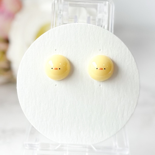 ぷっくり可愛いまんまるひよこ】ヒヨコ ひよこ ピアス イヤリング 