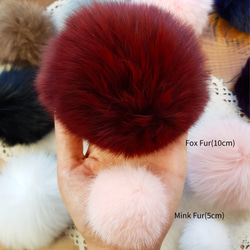 5~10cm ミンクファー 刻印 かばん飾り 革タッセル バッグチャーム