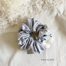 ハンドメイドシュシュM-4015♡桜ジョーゼット♡インド刺繍リボン付