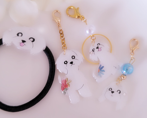 マルチーズ♡チャーム ヘアゴム4点セット ヘアゴム anpon'z