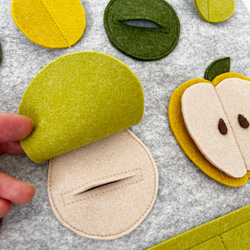 りんごと洋梨のノーズワークマット　グレー×グリーン　知育玩具　おもちゃ 5枚目の画像