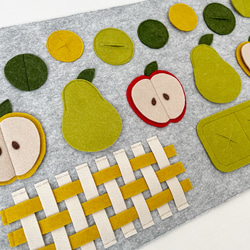 りんごと洋梨のノーズワークマット　グレー×グリーン　知育玩具　おもちゃ 3枚目の画像