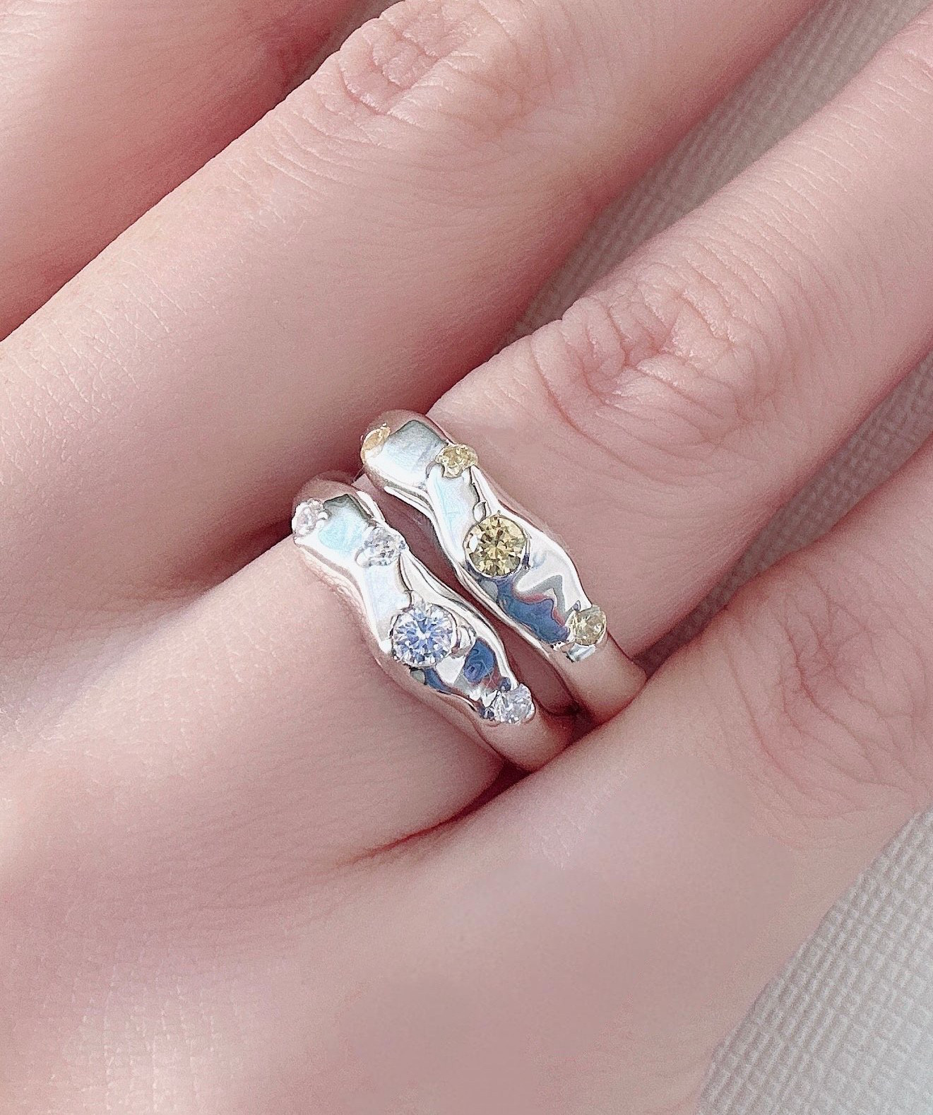 お好きなCZ誕生石を選べるボリュームリングR4014B