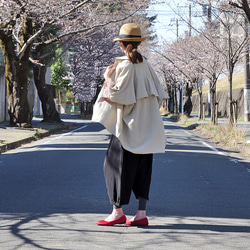 人気作品＊丸く仕上げたシルエットが女性らしい＊スウェット素材＊大人のサルエルパンツ＊ブラック 6枚目の画像