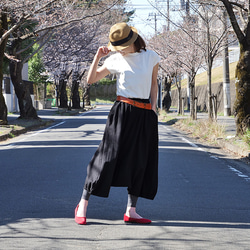 人気作品＊丸く仕上げたシルエットが女性らしい＊スウェット素材＊大人のサルエルパンツ＊ブラック 7枚目の画像