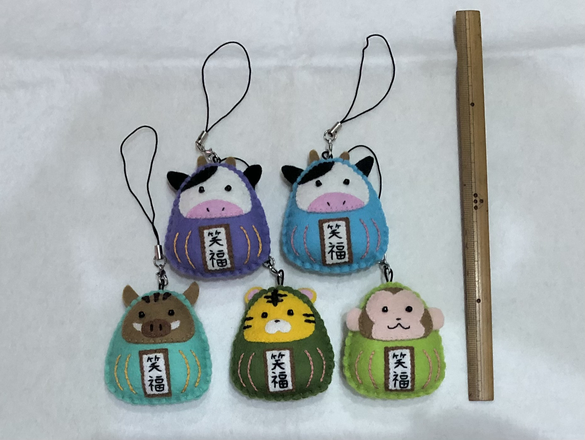 バスケットボール＆だるまお守り ハンドメイド フェルト エメラル