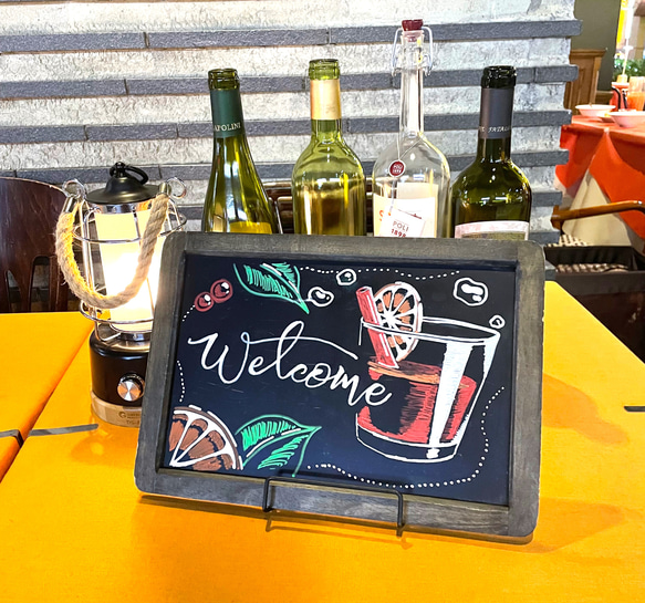 オーダーメイド 黒板メニュー、チョークアート A4サイズ イラスト 森の  