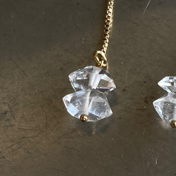 NY ハーキマーダイヤモンド 14kgf アメリカンピアス 5枚目の画像