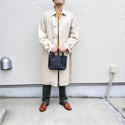 【シュリンクレザー】手縫いのミニトートバッグ（コンパクト/シンプル/メンズ/レディース/ミニバッグ/プレゼント）ブラック 19枚目の画像