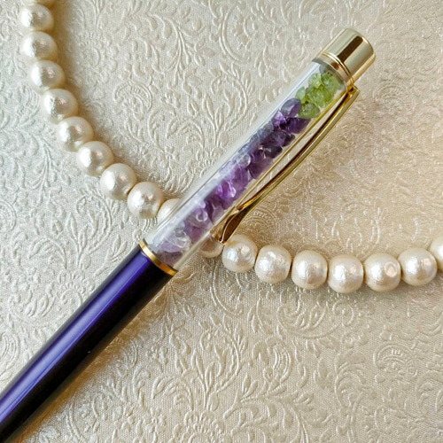 藤棚」ペリドット アメジスト シトリン 天然石 ボールペン ギフト