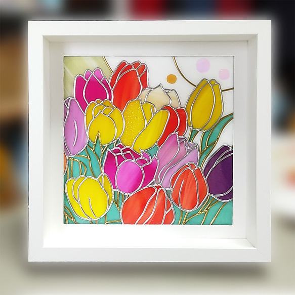チューリップ カラフル春のインテリアアート（受注生産