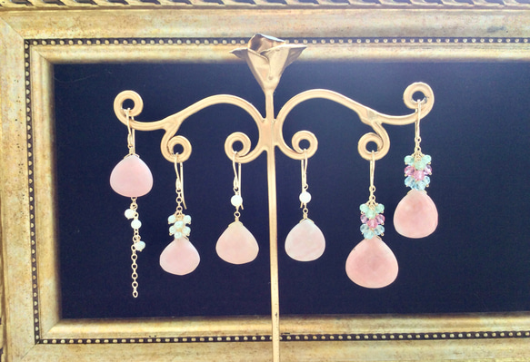 訳あり品）ピンクオパールと淡水真珠のピアス 7枚目の画像
