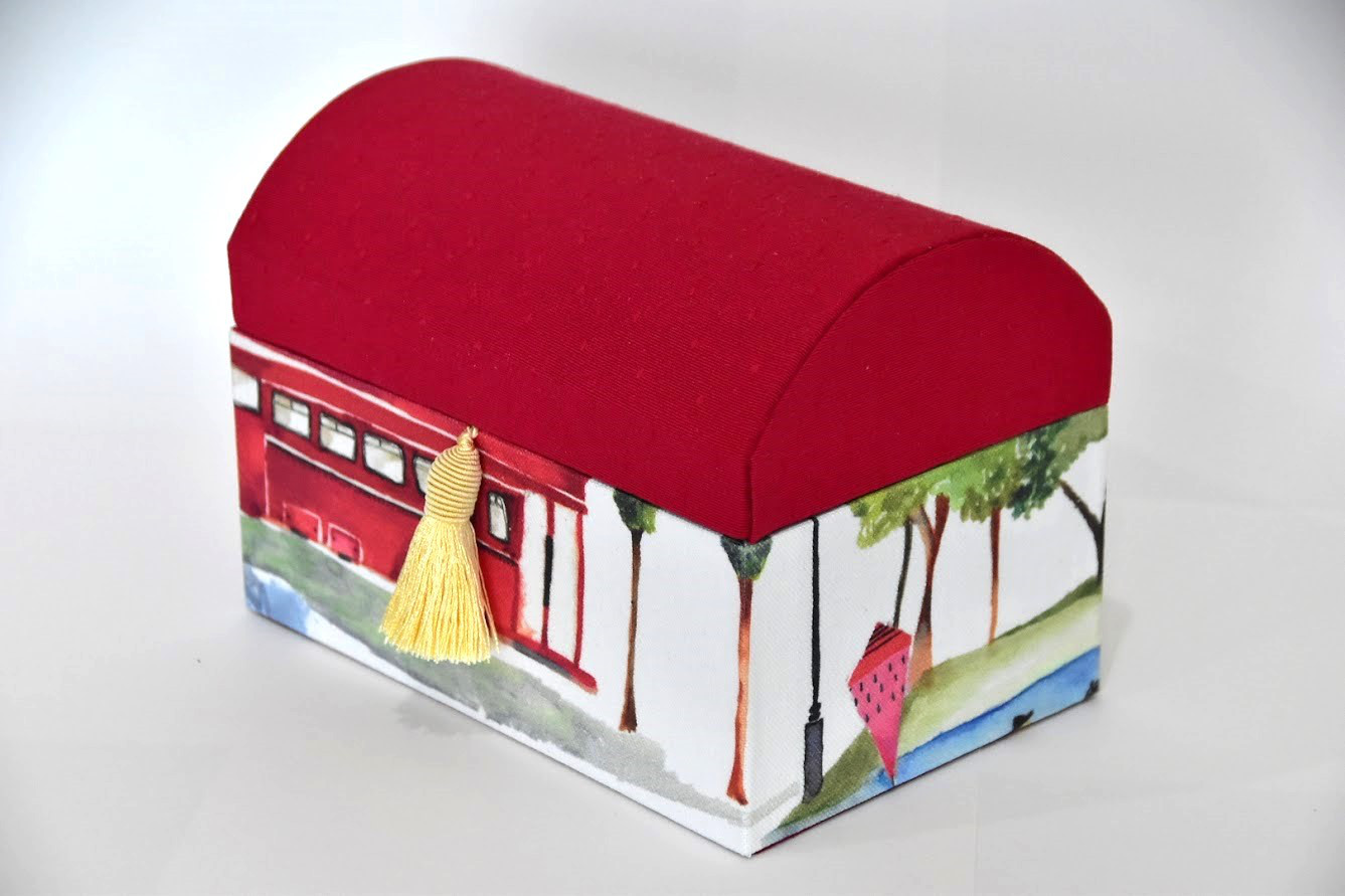 再販【カルトナージュ】イギリス・プレステージアス社の生地で作るドーム型のフリーボックス