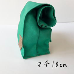 紙袋みたいな帆布バッグ(グリーン)　ハンドバッグ　バッグインバッグ　差し色 4枚目の画像