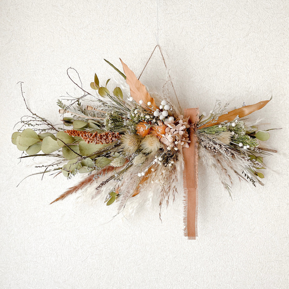 横向きスワッグ ナチュラル ドライフラワー 横長スワッグ スワッグ