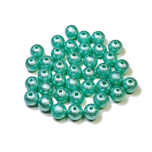 ターコイズグリーン エアパール コットンパール風ビーズ 両穴 4-10mm