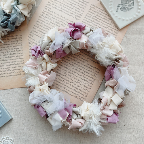 くすみカラーの布リース(ぴんく) リース mörk grön 通販 15692490