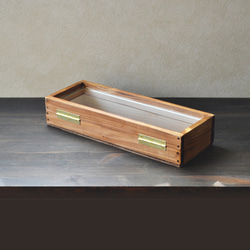 日本扁柏和透明玻璃收藏盒 M 尺寸（黑色） 第5張的照片