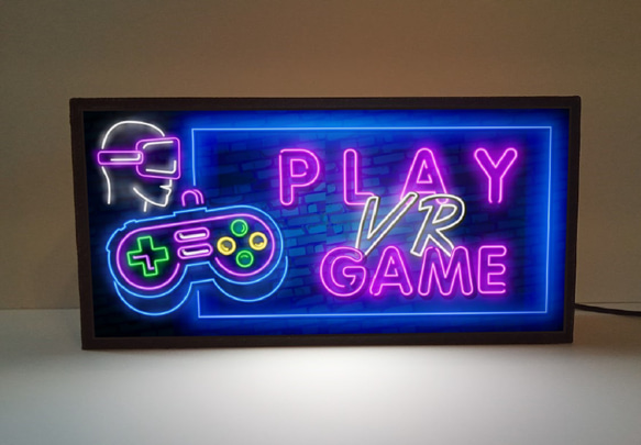 ゲーム VR バーチャル プレイ 対戦 ゲームセンター ミニチュア サイン ランプ 看板 置物 雑貨 ライトBOX 2枚目の画像