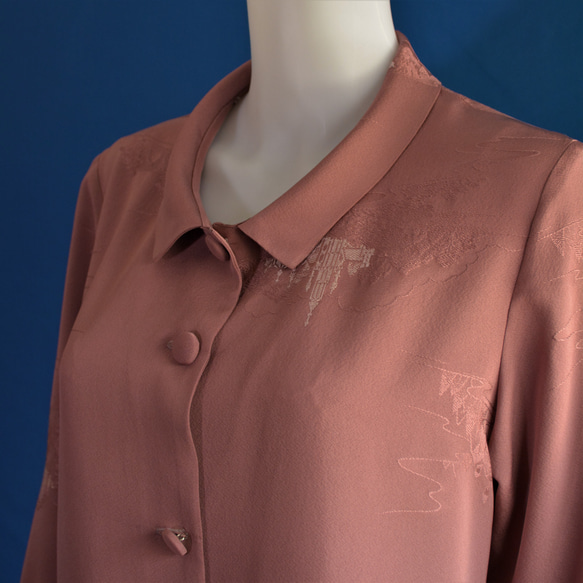 着物リメイク　ロングワンピース＆ロングコート　（絹着物地）七分袖 8枚目の画像
