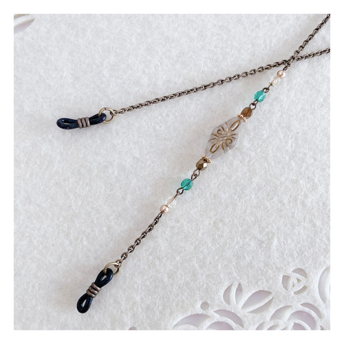 ♪ 643❤️ アンティーク　ビーズ　マスクチェーン　メガネチェーン　ハンドメイド チェコビーズのアンティーク調メガネチェーン グラスコード