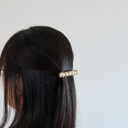 ヘアアクセサリー  バレッタ ゴールド シンプル コットンパール 送料無料 上品 結婚式 クリスマス お呼ばれ 10枚目の画像
