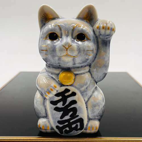 京焼・清水焼 花結晶ー招き猫(銀藤) 招き猫 京焼・清水焼窯元 陶あん