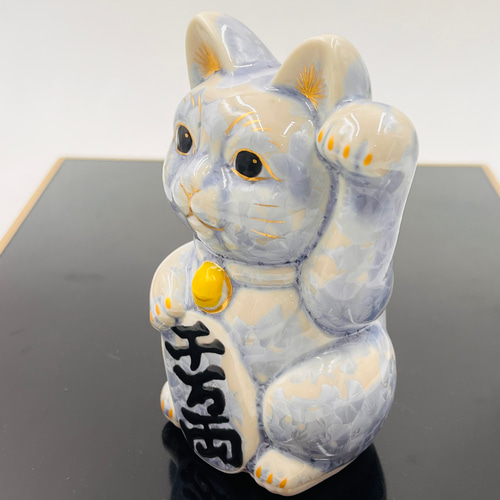 京焼・清水焼 花結晶ー招き猫(銀藤) 招き猫 京焼・清水焼窯元 陶あん