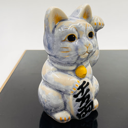 京焼・清水焼 花結晶ー招き猫(銀藤) 5枚目の画像