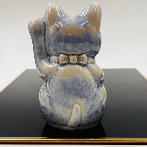 京焼・清水焼 花結晶ー招き猫(銀藤) 招き猫 京焼・清水焼窯元 陶あん