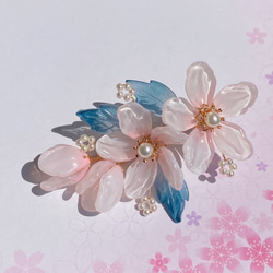 桃の花のヘアクリップ ライトピンク 1枚目の画像