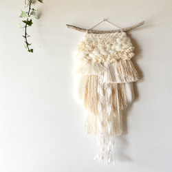 [獨一無二的物品] 浮木編織掛毯“牛奶色掛毯。小號&#39;&#39;&#39; 第1張的照片