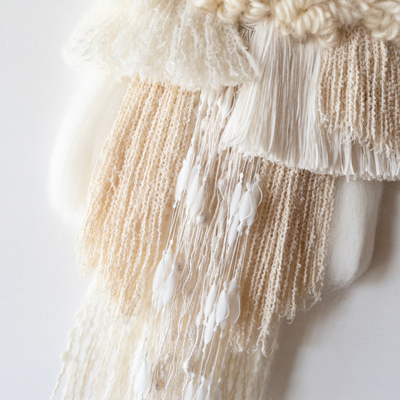 [獨一無二的物品] 浮木編織掛毯“牛奶色掛毯。小號&#39;&#39;&#39; 第4張的照片