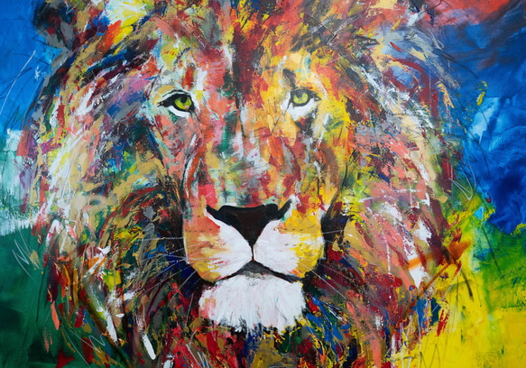 Title "LION" contemporary paint 第4張的照片