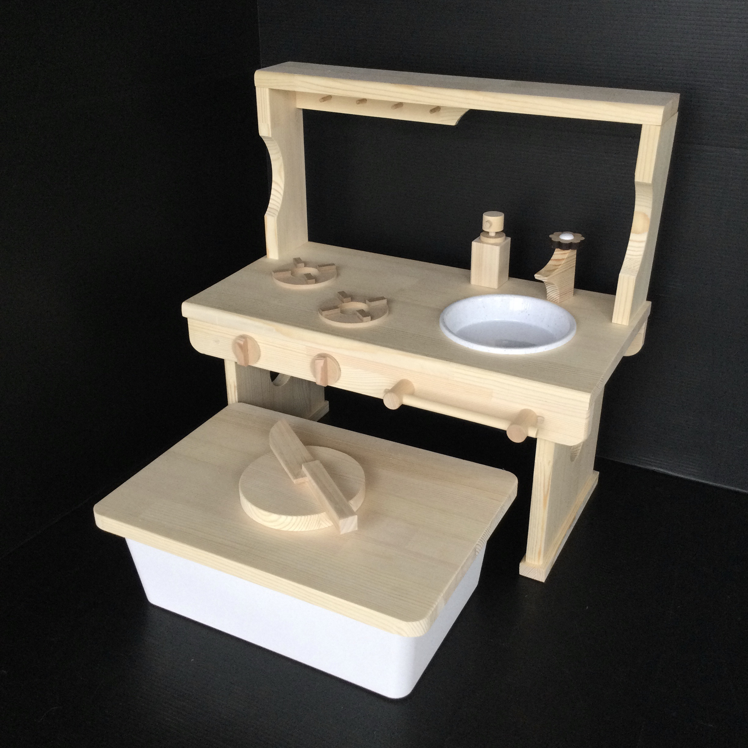 ままごとキッチン　棚付きセット　木製