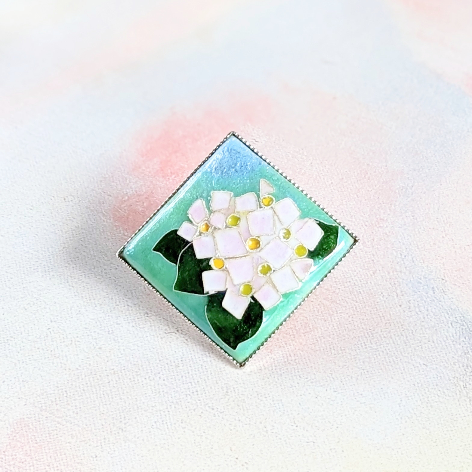 ✴一点限定✴紫陽花【有線・銀張七宝、ブローチ＆ペンダント2way】138