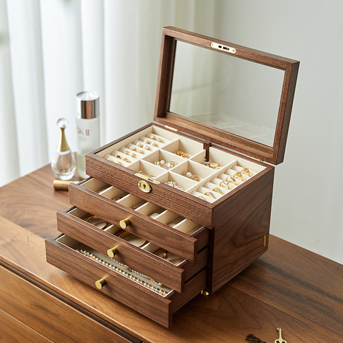 四段のアクセサリー収納 見せる収納のコレクションケース 小物整理