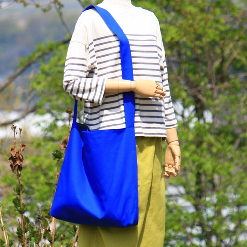 ワンハンドル スクエアバッグ(ロング) ロイヤルブルー ショルダー  