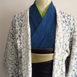 ういちゃん様ご専用ページ　オートクチュールドレスで使用する日本製高級レースで作製した、グレーのコードがおしゃれな長羽織 15枚目の画像